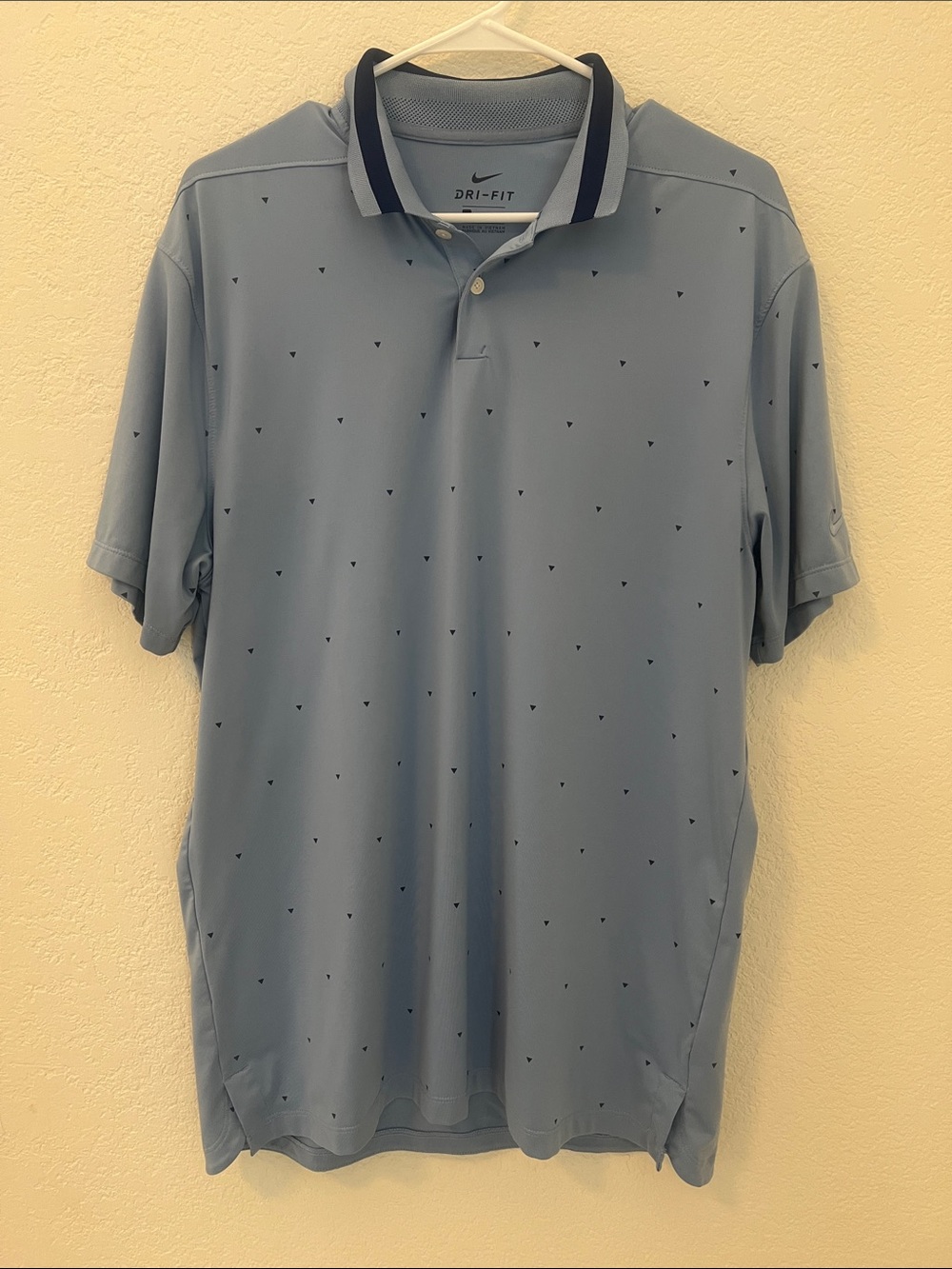 Nike Light Blue Dri-FIT Polo with Navy Trim, Size Medium